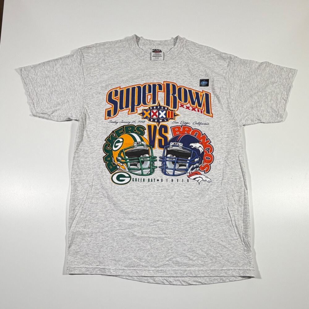 Vintage 1998 Super Bowl XXXII Shirt XL Tultex Packers Broncos NOS